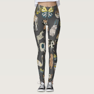 Legging Animais bonitos de moda única cinza de trabalho de