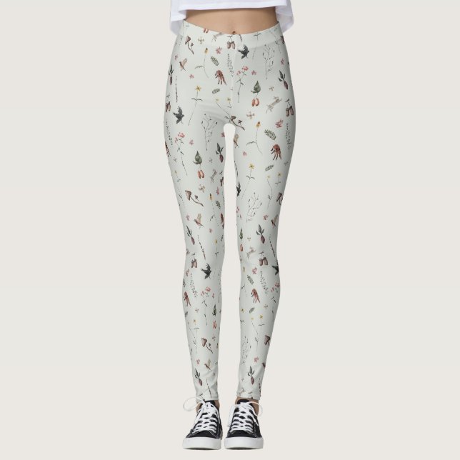 Legging Animais da Floresta, Frutas da Floresta, Flores no (Frente)
