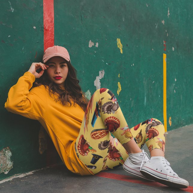 Legging Animais do Dia de Ação de Graças de Outono de Peru (Criador carregado)