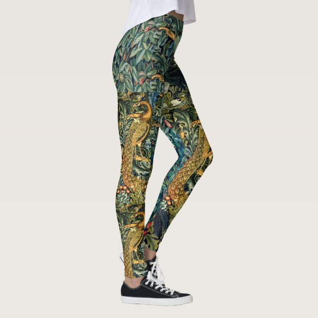 Legging ANIMAIS FLORESTAIS,RAVEN,FOX,PEACOCK Blue Green Fl (Direita)