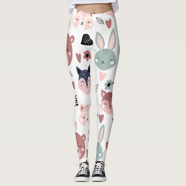 Legging Animais Fofos da Floresta Amigos Berçário (Frente)