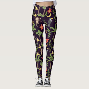 Legging Animais tropicais, sem descontinuidades, macacos e