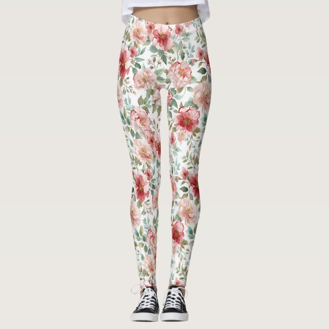 Legging Aniversário Floral Rosa Vermelho (Frente)