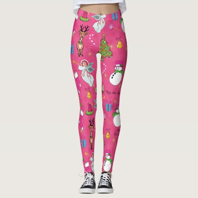 Legging Anjo de Natal, veado e boneco de neve (Frente)