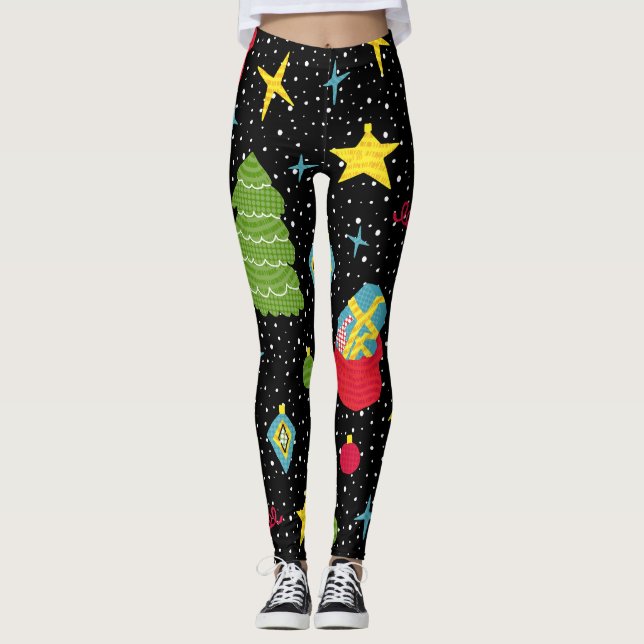 Legging Ano Novo Festivo: Colorida Sem Costura. (Frente)