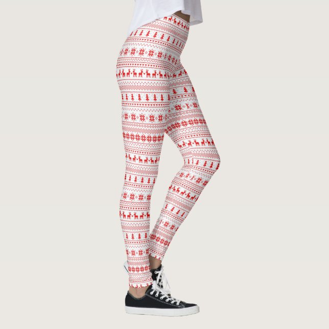 Legging Anos novos Feriados de Knit de Natal Gelado RED (Direita)