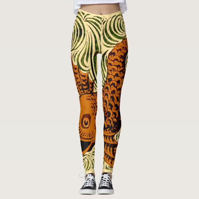 Legging Antiguidade de Peixe Azulejo Antigo (Frente)