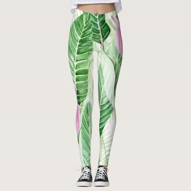 Legging Anturio Rosa Planta Tropical (Frente)