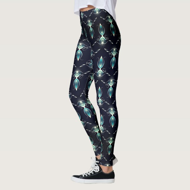 Legging Aparência clássica de gemas azuis com luz brilhant (Esquerda)