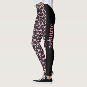 Legging Apoio ao cancer de mama Friso Legge SEU NOME