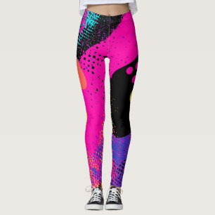 Legging Apresentação de cor abstrato no estilo de quadrinh