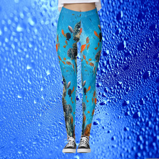 Legging Aqua Azul Azul-Azul-Cágico Moderno Oceano Marinho 