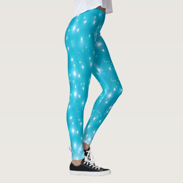Legging Aqua Blue Sparkle Faux Glitter (Direita)