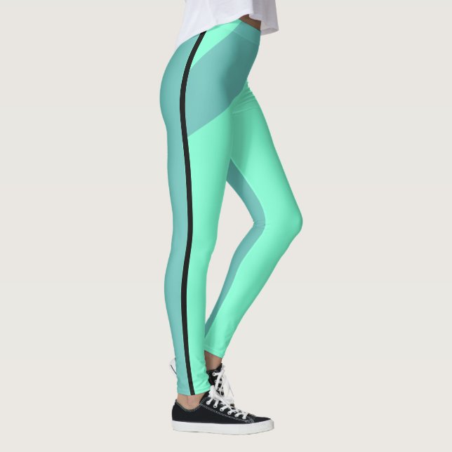 Legging Aqua e Teal Geométricos de Dois Tons (Direita)