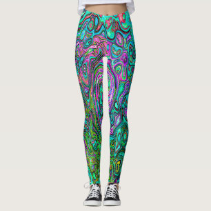 Legging Aquamarine Groovy Abstrato Retro Líquido Redemoinh