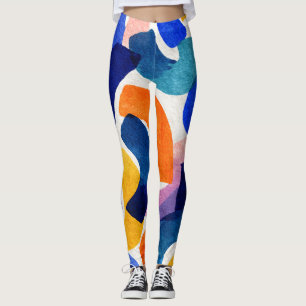 Legging Aquarela Abstrata Vibrante   Artística Moderna