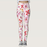 Legging Aquarela de Flor Selvagem<br><div class="desc">Flor silvestre,  de cor branca e feliz,  e folha a pintura de um jardim supercultivado. Perfeito para jardineiros,  amantes da natureza e floristas.</div>