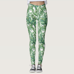 Legging Aquarela de Folhas Tropicais