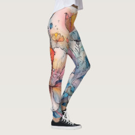 Legging Aquarela de Padrão de Flor