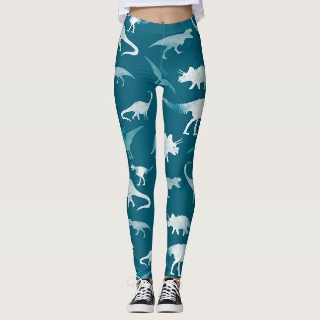 Legging Aquarela do Dinossauro: Padrão Têxtil (Frente)