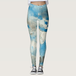 Legging Aquarela em azul, cinza, branco e preto