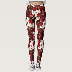 Legging Aquarela Floral Borgonha