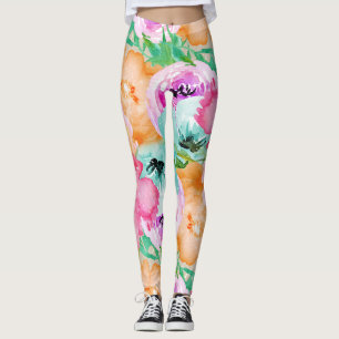 Legging Aquarela Floral Colorida Moderna e Brilhante de Pr