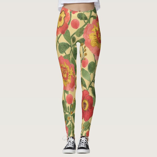 Legging Aquarela Floral Retroativa: Elegância do Eterno (Frente)
