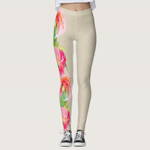 Legging Aquarela Floral Russa Colorida Moderna