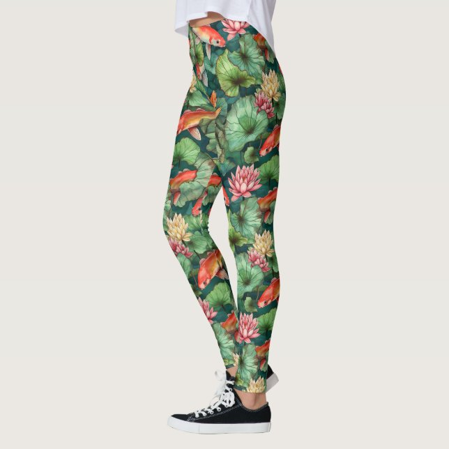 Legging Aquarela Koi e Lírios-Água (Esquerda)