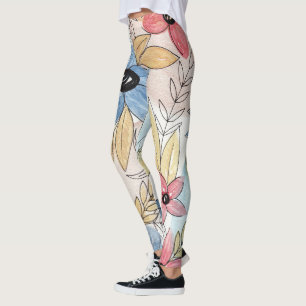 Legging Aquarela Terrestre Colorida Folha Arte