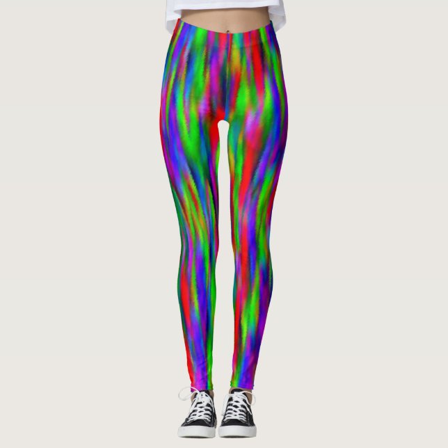 Legging Aquarelas Abstrato Coloridas Passaram Pernas Selva (Frente)