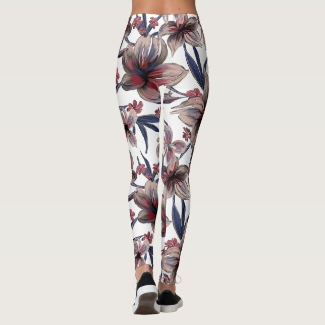 Legging Aquarelas Crimson Floral em Branco (Verso)