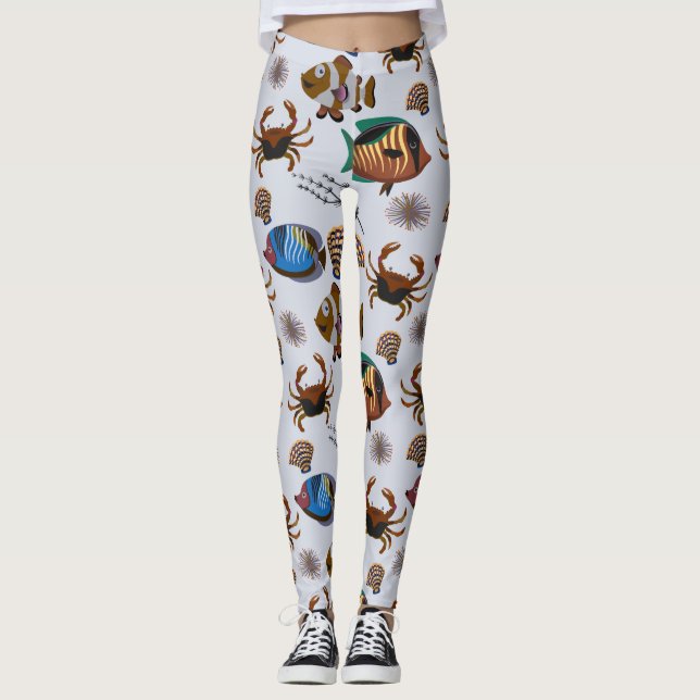 Legging Aquatic animals pattern | ocean underwater life 14 (Frente)