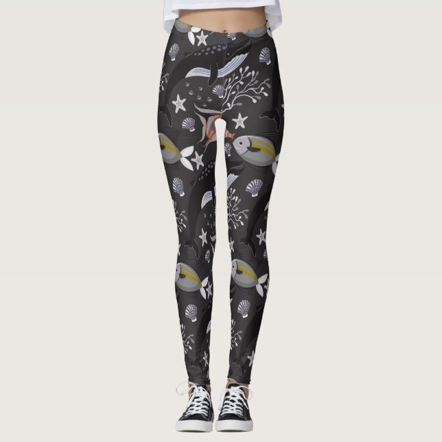 Legging Aquatic animals pattern | ocean underwater life 20 (Frente)