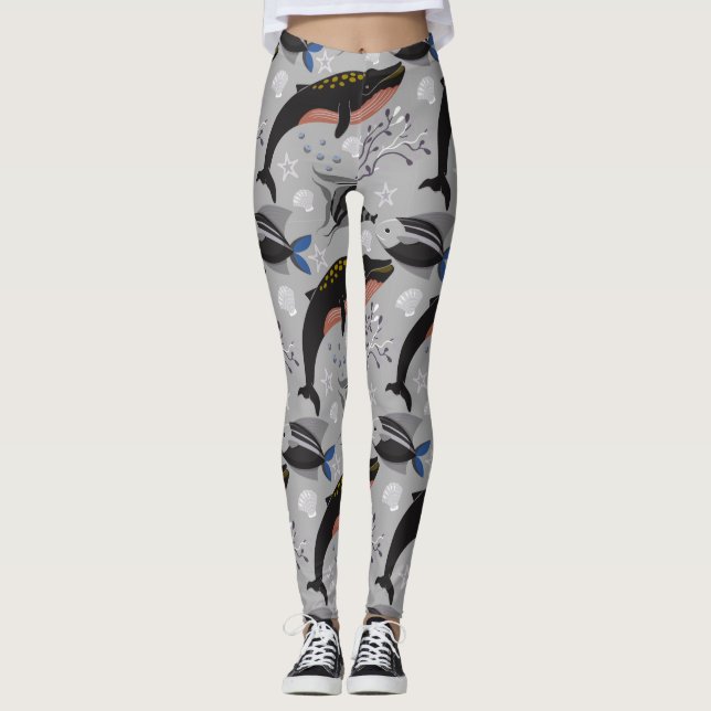 Legging Aquatic animals pattern | ocean underwater life 23 (Frente)