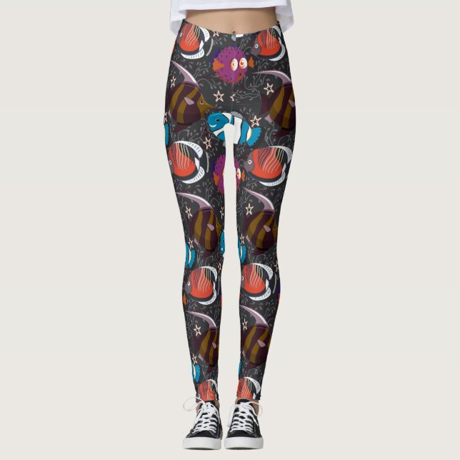 Legging Aquatic animals pattern | ocean underwater life 43 (Frente)