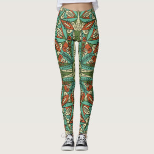 Legging Árabe étnico colorido: Ornamento venenoso