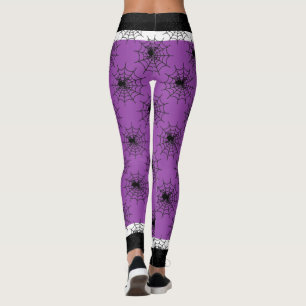 Legging Aranha-do-Halloween preta e roxa