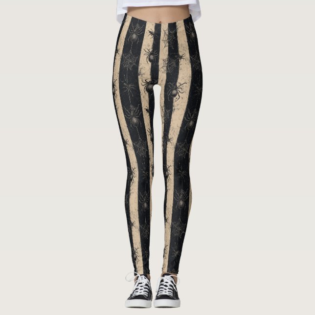 Legging Aranha Gótica e Padrão de Halloween Limpo na Web (Frente)