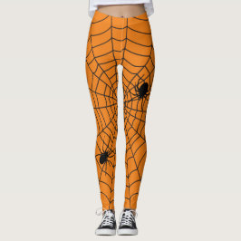Legging Aranhas Halloween no Cobweb Orange Black