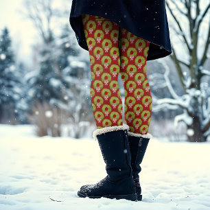 Legging Arco de Fora de Natal Vermelho Verde