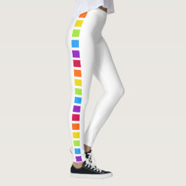 Legging Arco-Íris Brilhante Branco Colorido