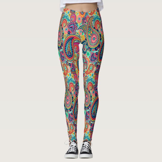 Legging Arco-íris brilhante Paisley (Frente)