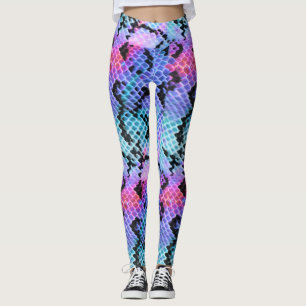 Legging Arco-íris colorido azul roxo do rosa da pele de