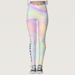 Legging Arco-Íris Colorido Holográfico Personalizado<br><div class="desc">Leggings coloridas holográficas iridescentes do arco-íris pastel com nome personalizado.</div>
