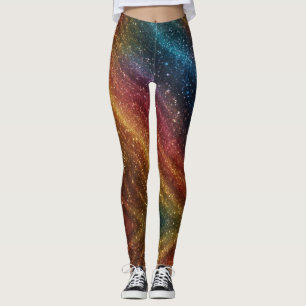 Legging Arco-íris Cósmico Brilho Iridescente