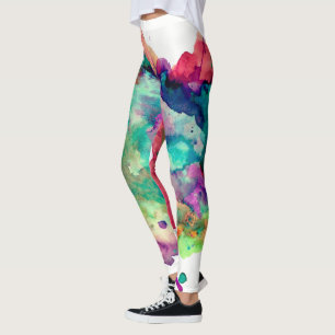Legging Arco-Íris de Pintura Colorida, Louca, Única