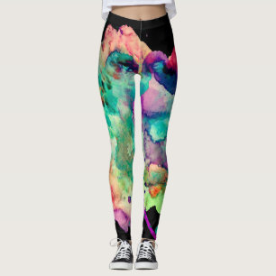 Legging Arco-Íris de Pintura Colorida, Louca, Única