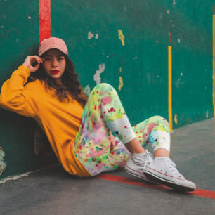 Legging Arco-Íris de Pintura Única Colorida